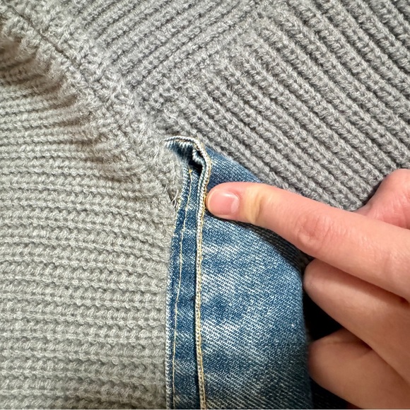 SALE! Chic Upcycled Denim-Collar Cardigan - Picture 4 of 4